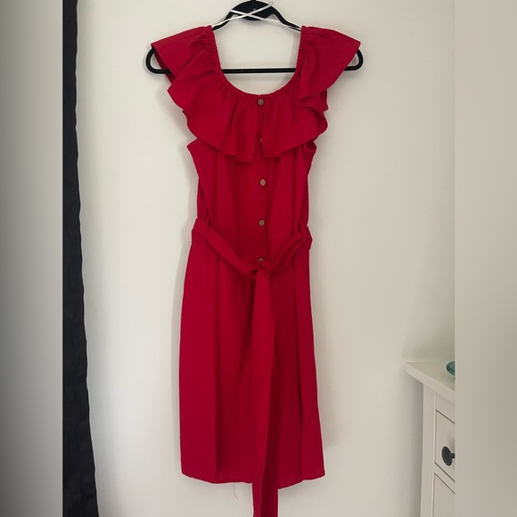 Off the shoulder dress -RED - Picture 1 of 3